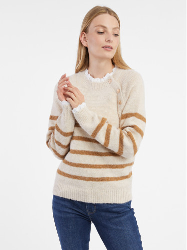 Orsay Beige Women's Striped Sweater - Women's