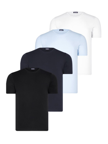 QUAD SET T8569 DEWBERRY BIKE COLLAR МЪЖКА ТЕНИСКА-ЧЕРНО-БЯЛО-МОРСКО СИНЬО-СИНЬО