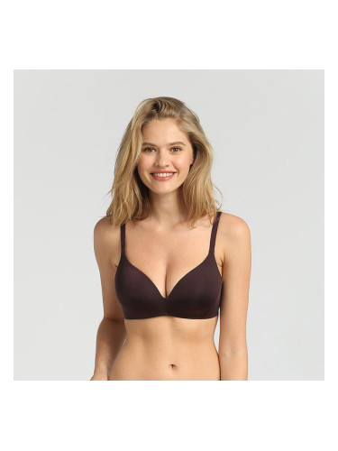 DIM WIREFREE TRIANGLE PADDED BRA - Women's reinforced bra without bones - brown