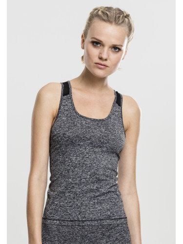 Women's Active Melange Workouts Top Charcoal/White/Black