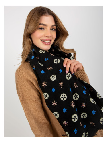 Lady's black scarf with print