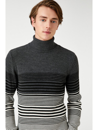 Koton Basic Knitwear Sweater Turtleneck Color Blocked