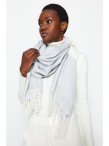 Trendyol White Women's Soft-textured Scarf with Tassels