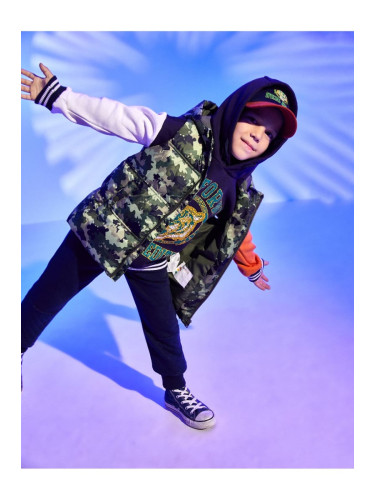 Koton Inflatable Vest Camouflage Patterned Hoodie