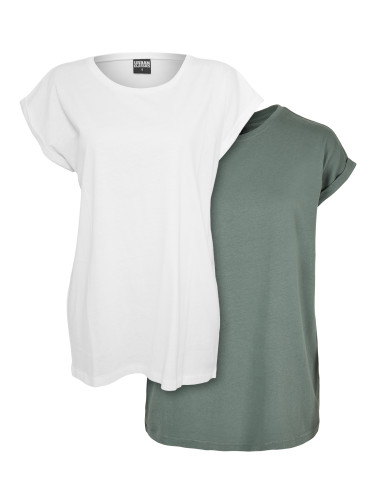 Women's T-shirt with extended shoulder 2-pack white+pale