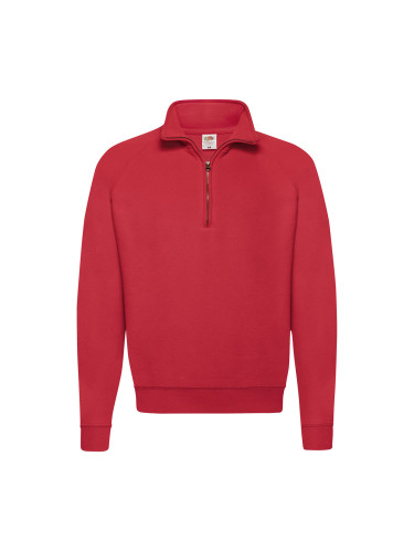 Red Men's Zip Neck Sweat Fruit of the Loom