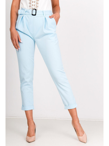 Stylish women's trousers with belt - blue,