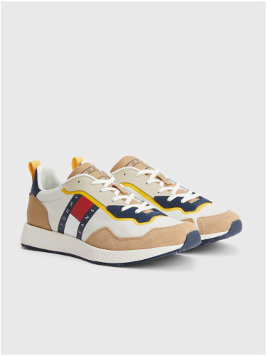 White and beige men's Tommy Jeans sneakers