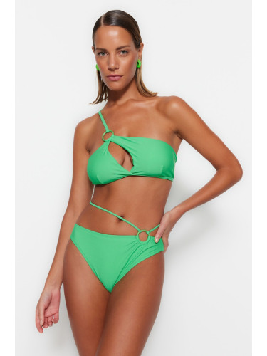 Trendyol висока талия нормален крак бикини дъното със зелени аксесоари