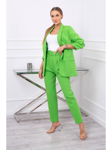 Elegant set of jacket and trousers light green color