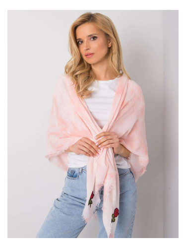 Pink women's scarf with colorful patches