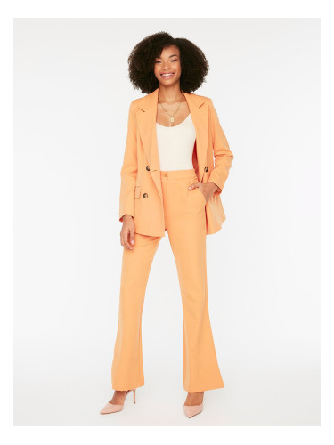 Trendyol оранжев висока талия Flare тъкани панталони