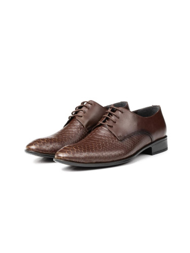Ducavelli Croco Genuine Leather Men's Classic Shoes, Derby Classic Shoes, Lace-Up Classic Shoes.