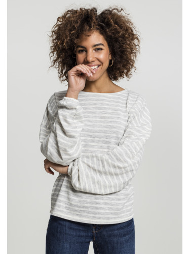 Women's oversized jumper with stripes gray/white
