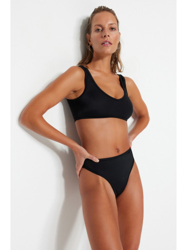 Trendyol черен ремък висока талия висок крак бикини дъното