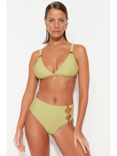 Trendyol висока талия нормален крак бикини дъното със зелени аксесоари