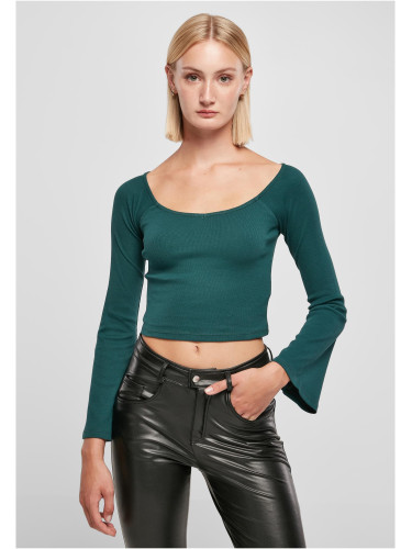 Women's short-ribbed V-neck jasper with long sleeves