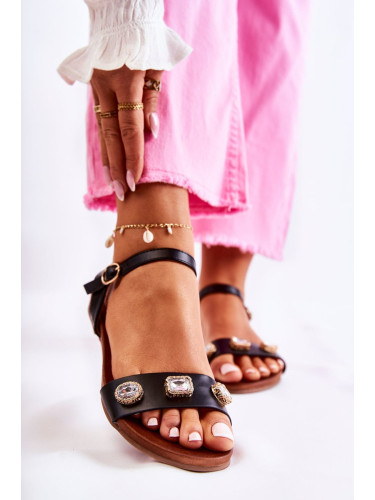 Classic women's sandals with Harrie black ornaments