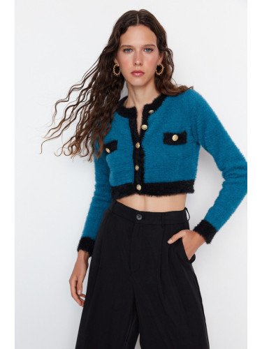 Trendyol Blue Super Crop купчина трикотаж жилетка