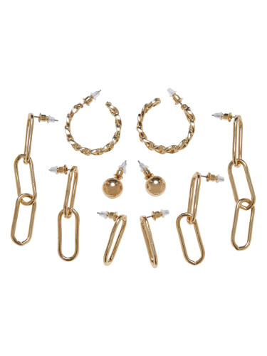 Assorted Chain Earrings 5-Pack - Gold Color