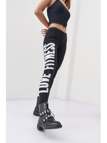 Black sports leggings with white print