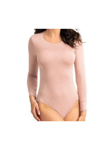 Sara Women's Long Sleeve Bodysuit - powder pink