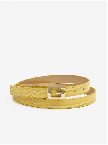 Yellow Ladies Belt with Crocodile Pattern Guess - Women