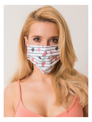 White and pink protective mask with print