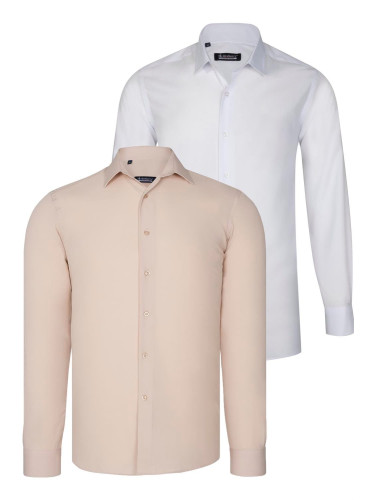 DUAL SET G726 DEWBERRY MENS SHIRTS-WHITE-BEIGE