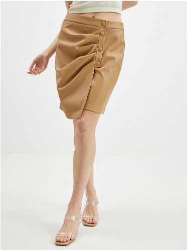 Orsay Light brown women's leatherette skirt - Ladies