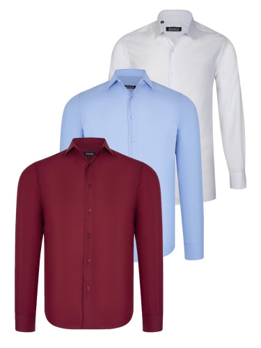 TRIPLE SET G726 DEWBERRY SHIRT-WHITE-BLUE-BURGUNDY