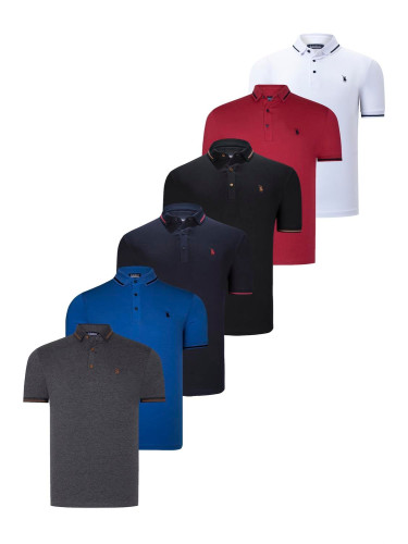 SET OF SIX T8586 DEWBERRY MEN'S T-SHIRT-BLACK-WHITE-NAVY-SAKS-ANTHRACITE-BURGUNDY
