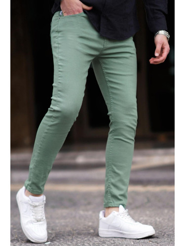 Madmext Men's Green Canvas Slim Fit Pants