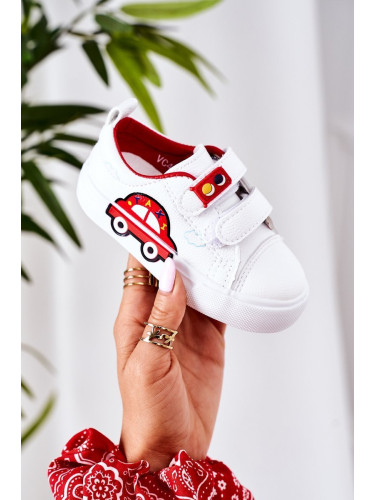 Boto Детски маратонки с велкро бяло-червено такси