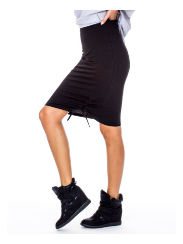 Pencil skirt with decorative lacing black