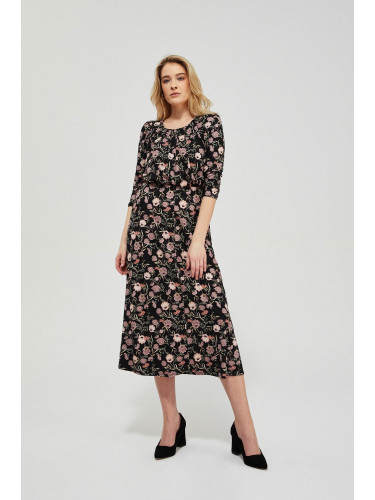 Marisse Floral Print Dress L-Su-3425 Black