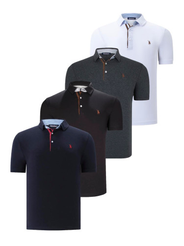 QUAD SET T8582 DEWBERRY MENS T-SHIRT-BLACK-ANTHRACITE-NAVY BLUE-WHITE