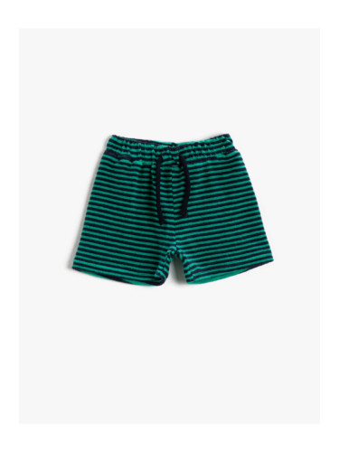 Koton Boy Green Plaid Striped Shorts Tie Waist Cotton