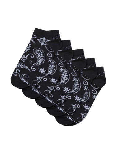 Bandana Pattern No Show Socks 5-Pack black