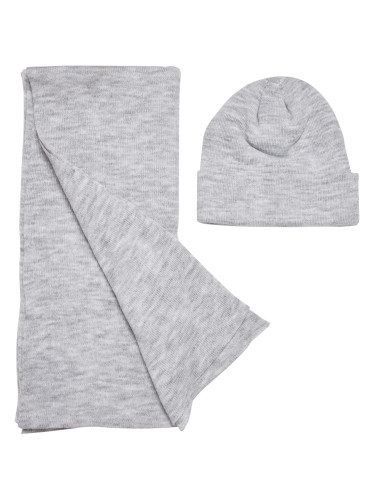 Recycled base set of hat and scarf in heather grey