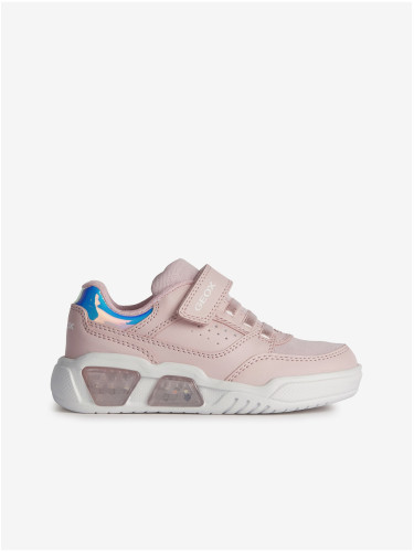 Light pink girls' sneakers with a glowing Geox sole