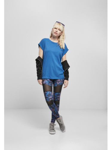 Women's sporty blue T-shirt with extended shoulder