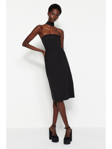 Trendyol черна подплатена тъкана вечерна рокля