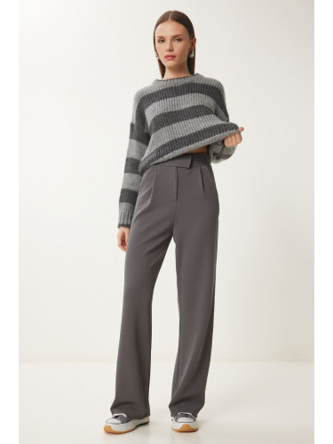 Щастие İstanbul жените антрацит талията велкро талията удобни тъкани панталони