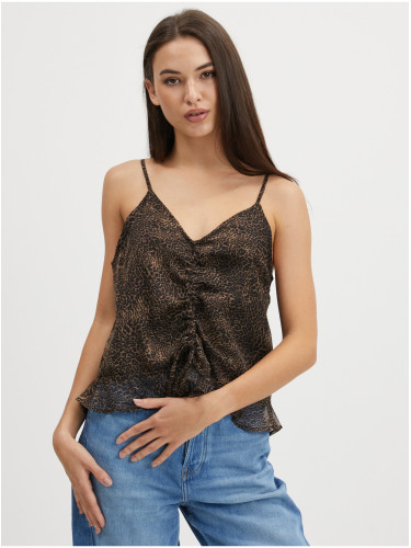 Black-brown top with leopard print Noisy May Melina - Women