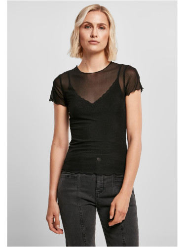 Women's mesh T-shirt in black color