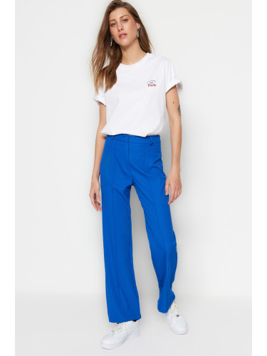 Trendyol Saks направо висока талия оребрени зашити тъкани панталони