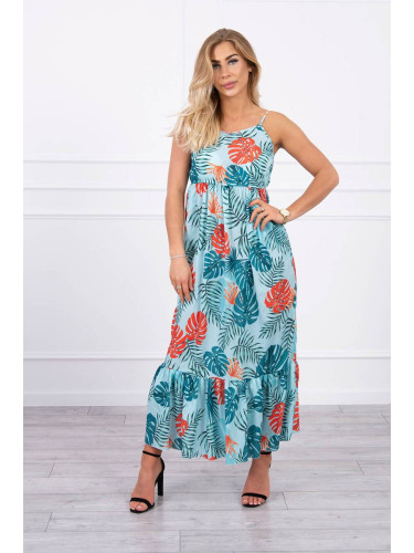 Dress with leaf motif mint