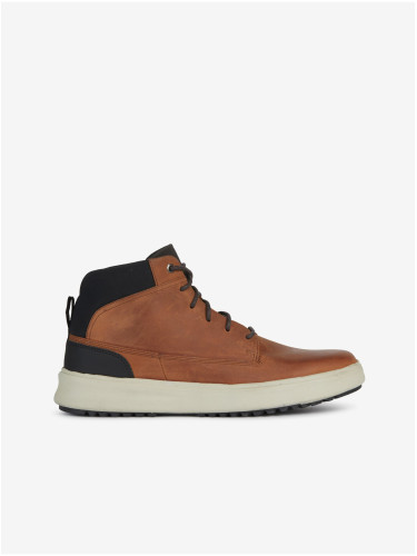 Brown Men's Leather Ankle Sneakers Geox Cervino - Men's
