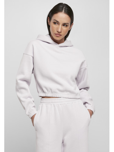 Women's short oversized hoodie with soft lilac